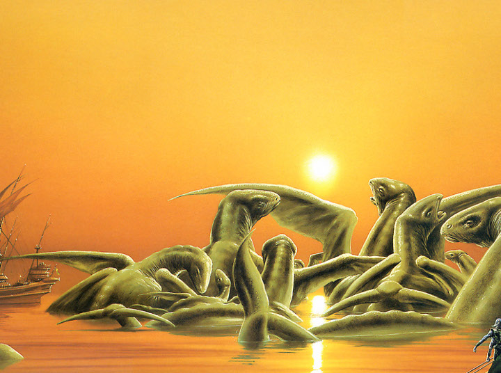 Sea-dragons (painting by Jim Burns)